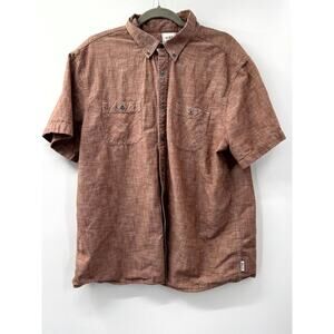 Rown Shirt Men's XL Coral 100%‎ Cotton Pockets Short Sleeve Casual Button-Down